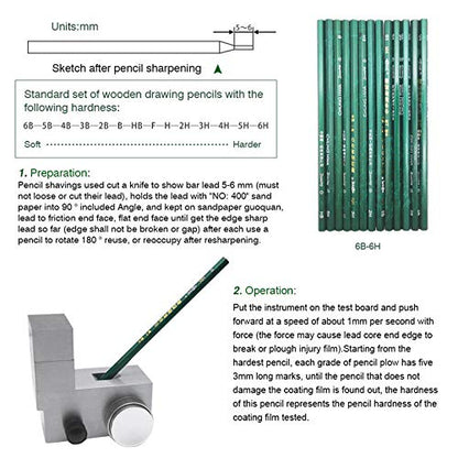 CGOLDENWALL Pencil hardness tester QHQ-A Paint Coating Film Scratch Tester Kit with 13 Pcs Pencils 500/750/1000g Weights for Abrasion, Scratch Resistance Test