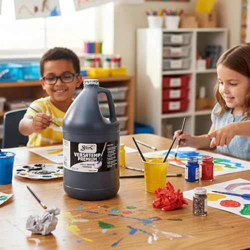 Sax Versatemp Premium Heavy-Bodied Tempera Paint, Black, 1 Gallon