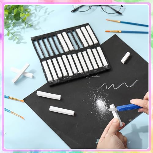 Watersay 24 Pcs Soft Pastel Drawing Chalk Set Square Sketch Chalk Non-toxic Artist Pastel Sticks for Professional Artists and Art Lovers(60 x 8 x 8 mm,White) - color: White