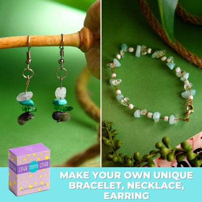MODDA Natural Stone Jewelry Making Kit - Includes Crystal, Chip Beads, Necklace, Bracelet, Earrings, Ring Making Supplies, Crafts for Adults, Beginners, Christmas Gift for Teens, Girls, Women, Moms - color: Natural Stone Jewelry Making kit