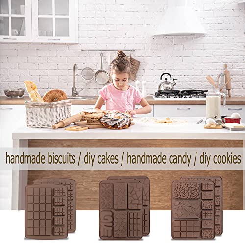 6 boards (42 pcs) Chocolate Mold, VEINARDYL Silicone Break-Apart Waffle Molds, Non-Stick Thick Protein and Energy Bar Mold for Fondant Candy Wax Melt DIY Handmade Gifts