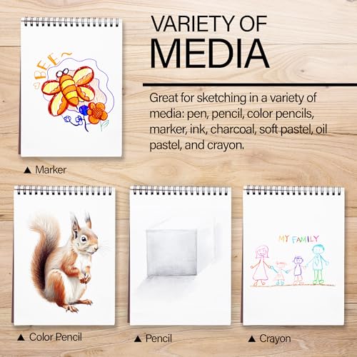 BAZIC Products Spiral Sketch Pad, Top Bound, 9 x 12 in, 30 Sheets, 48-Case | 30-sheet spiral sketch pad, smooth drawing paper for sketching, shading - color: 30 Sheets - 9"x12", size: 48-Pack
