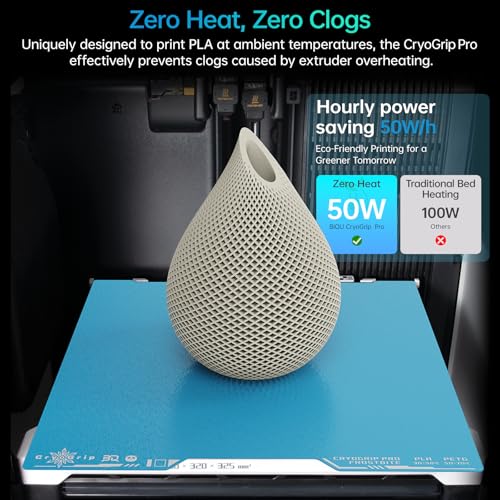 BIQU Cryogrip Pro Frostbite for Bambu-Lab H2D/H2S 3D Printers Cold Build Plate 355x346MM Double Sided Strong Adhesion Spring Steel Sheet Room Temperature Print Upgrade Removable Heated Bed Cover - style: Frostbite(H2D/H2S)