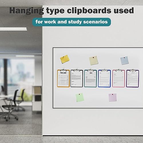 Color Clipboards 12 Pack, A4 Plastic Clear Clip Board 8.5 x 11 for Classroom, Students, Kid, Woman, Size 9" x 12.5" with Low Profile Clip, Office & School Supply