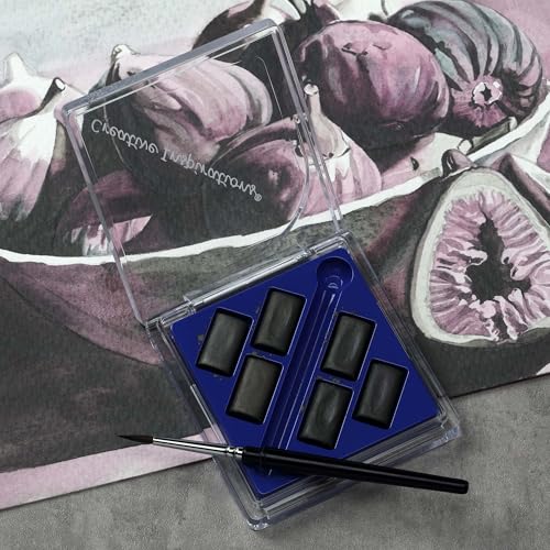 Creative Inspirations Professional Watercolor Paint Set 2 Pack - Compact Metallic and Graphite Half Pan Travel Sets of 6 with Mini Brush - color: Graphite and Metallic, size: 6 Count (Pack of 2)