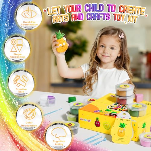 Air Dry Clay Kit - Fruit Theme, Modeling Clay for Kids, DIY Magic Clay with Sculpting Tools and Tutorials, 12 Boxes Molding Clay, Ultra Light, Soft & Non-Sticky, Arts and Crafts Gift for Kids - color: Fruit Theme