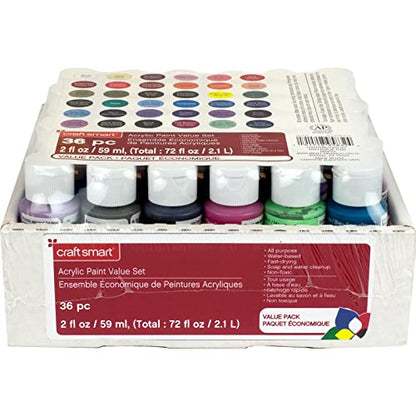 Craft Smart 36 Assorted Acrylic Paint Set - Non-Toxic Paint For Drawing, Painting, Art & Crafts Supplies - 1 Pack