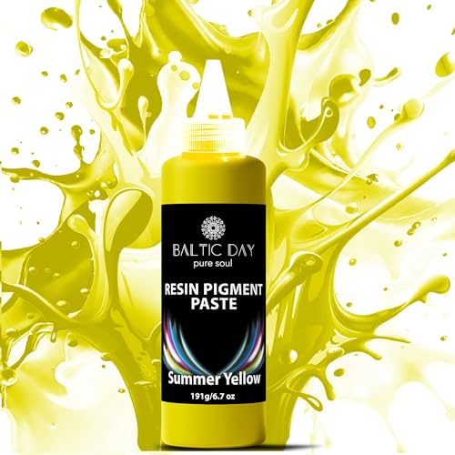 BALTIC DAY Yellow Pigment Paste for Epoxy Resin – Ultra-Opaque 'Summer Yellow' Resin Colorant, 191g/6.7oz – Smooth Blend for Epoxy Art, Jewelry, DIY Crafts - color: Summer Yellow