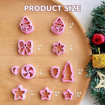 KEOKER Christmas Clay Cutters, Winter Polymer Clay Cutters for Earrings Making, 10 Shapes Holiday Clay Earrings Cutters, Poinsettia Clay Cutters, Grinch Clay Cutter (Earring Clay cutter2) - color: earring clay cutter2
