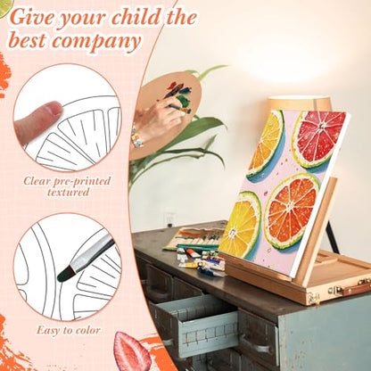 Engrowtic 12 Pcs 8 x 10'' Fruit Pre Drawn Canvas to Paint Pre Printed Sketched Canvas for Adult Ladies Paint Art Party Favor Board Set for Craft (Fruit Style) - style: Fruit Style
