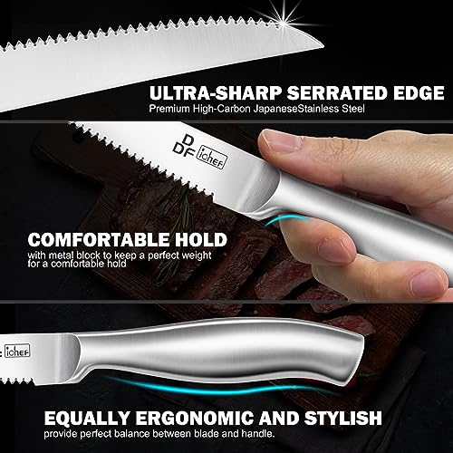 DDF iohEF Steak Knife Set, 6 Piece Steak Knife, High Carbon Japanese Stainless Steel Serrated Steak Knives - color: 6PCS Steak Knives