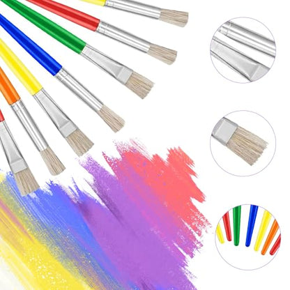 54 Pcs Paint Brushes for Kids, Bulk Kids Paint Brushes Set with 27 Flat & 27 Round Bristle Brushes, Easy-Grip Toddler Paint Brushes for Acrylic, Watercolor, Gouache & Washable Paint
