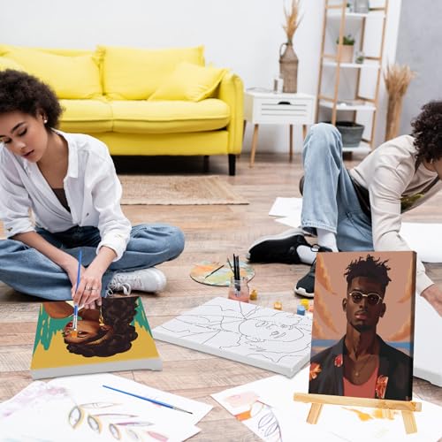 Zhanmai 72 Pcs 12 Sets Sip and Paint Kit Pre Drawn Canvas for Painting 8" x 10" Paint Party Canvas Painting Pre Printed Canvases for Party DIY Virtual Adult's Date Night(Adult Couples) - style: Modern Couple