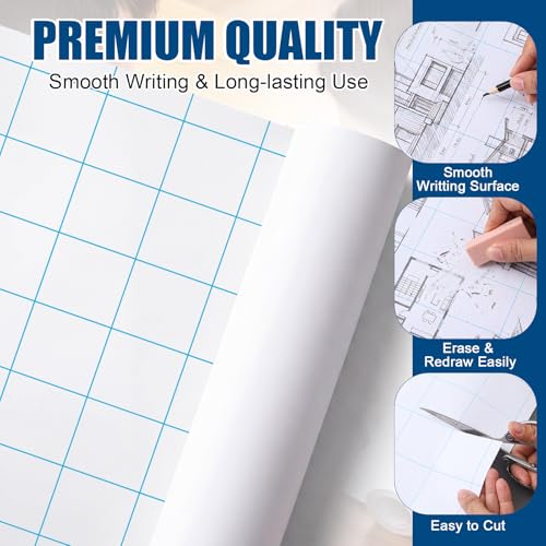Jetec 1 Roll Large Grid Graph Paper Roll 2'' Grid 16.5 Inch x 98ft Giant Chart Poster Paper for Classroom Group Projects Building Plan Drafting Supplies Kids Students School Gifts - color: 2'' Grid, size: 16.5 Inch X 98ft
