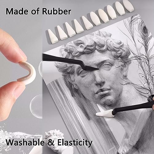 43 PCS Blending Stumps and Tortillions Paper Art Blenders Sketch Drawing | Sketch Wipe Scrapers,Rub Sponge,Kneaded Eraser,Sandpaper Sharpeners,Pencil Extension,Replacement Heads ,Washable Reusable - size: 1 Count (Pack of 43)