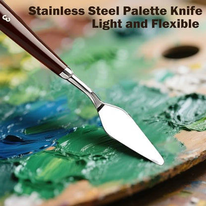 25pcs Paint Brush Set, Acrylic Paint Brushes, Professional Artist Series with Paint Spatula and Cloth Roll for Acrylic Painting, Oil, Watercolor, Gouache Face Painting, Complete Range of Sizes