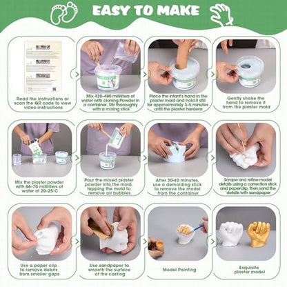 Noosuna Baby Hand and Foot Casting Kit (4 Pack), 3D Moulding Gift Set, Multiple Accessories, Baby Casting Kit for Babies 0–9 Months Old, Baby Shower, New Mom Gift, Newborn Keepsake