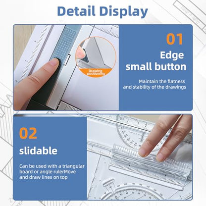 A3 Drawing Board Drafting Table Multifunctional Drawing Board Table with Clear Rule Parallel Motion and Angle Adjustable Measuring System, Inch - size: Inch