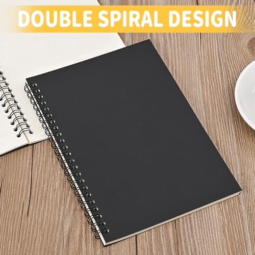 BoAn Spiral Notebooks Journal 8.5” x 11”, 2 Pack A4 Large Note Book for Women & Men, The Notebook for Work Note Taking Journals Sketch Book 76 Pages / 38 Sheets sketchbook Soft Cover Black Paper - size: 8.5" x 11"