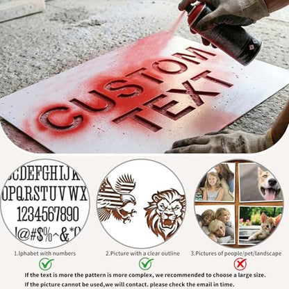 Custom Stencil for Spray Painting, Personalized Reusable Stencils for Crafts, Wood & Signs, Professional Laser Cut Letter Stencils and Logo Template (Custom stencil02) - color: custom stencil02