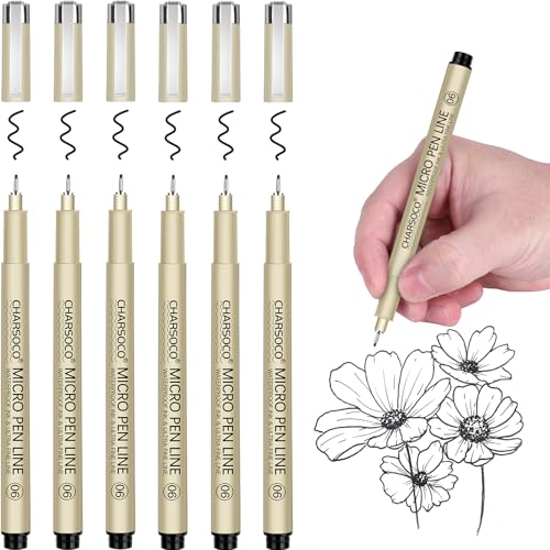 06 Micro Pen, Black Fine Point Pen with Waterproof Archival Ink, 0.5mm Fineliner Ink Pens for Artist Illustration, Sketching, Anime, Manga, Technical Drawing and Scrapbooking - color: Black, style: 【06】