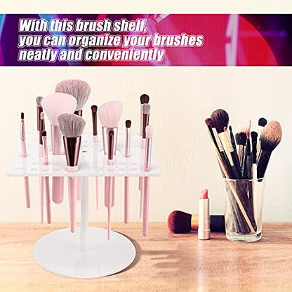 Jetec 54 Holes Acrylic Brush Holder Makeup Brush Drying Rack Collapsible Holder Stand for Acrylic Nail Lover(White) - color: White
