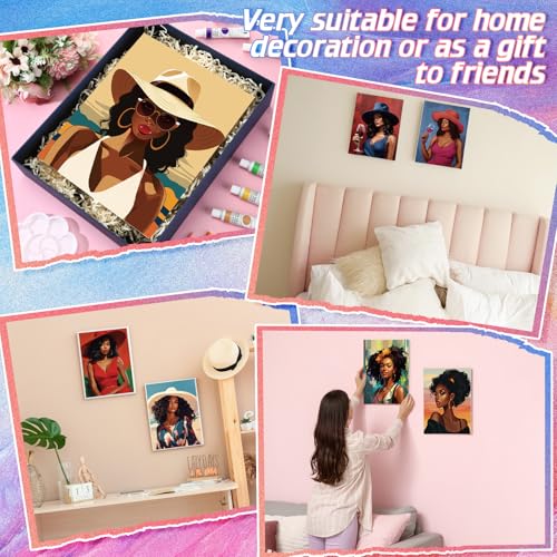 Zhanmai 88 Pcs 8 x 10 Inch Pre Drawn Canvas for Painting Kit Pre Stretched Canvas for Sip and Paint Party Favor Coloring DIY Virtual Party Birthday Gifts Adult's Date Night(Afro Queen) - style: Afro Queen