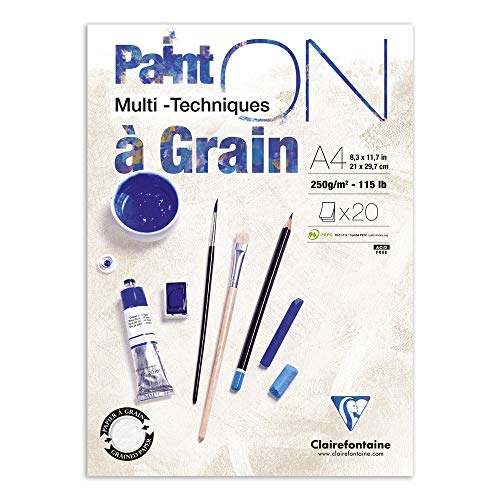 Clairefontaine Paint'ON Multi-Technique with Grain Pad, 250 g, A4, 20 Sheets - color: Grained, size: A4