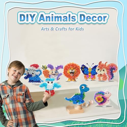 JRD&BS WINL Poke A Dot Art Kit - Magical Animals Theme No-Mess DIY Craft for Kids Mess-Free Fun for Kids, DIY Wood Craft Kits, Creative Activity, Christmas Gifts for Girls & Boys Ages 4 - style: Animal