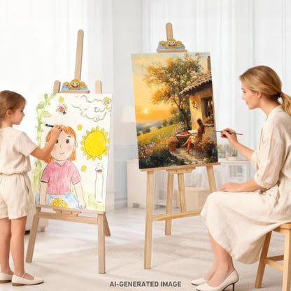 Wooden Easel Stand for Sign and Painting - Adjustable Artist Easel for Adults - Home & Wedding Display, Art Easel with Canvas Holder for Studio, Classroom - color: Primary Colour