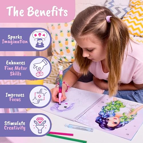 BSCOOL - Drawing, Coloring & Activity Book. Create Hairstyles with Stickers and Guides. Fashion Design Sketchbook for Kids 5 and up. Little Designer Book - Fashion Design for Kids. - color: Hairstyles Design Studio