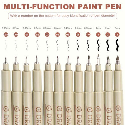MECCANIXITY 1 Fineliner Ink Pens, 6Pcs 1.0mm Brown Micro Pens with Waterproof Archival Ink for Watercolor Sketching Cartoon Technical Drawing - style: 1#