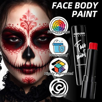 Red Face Paint Stick Waterproof Eye Black Smooth SmudgeProof Body Paint High Pigment for Sports Events Halloween SFX Makeup Devil Vampire Blood Demon and Dramatic Effect Looks - color: Red
