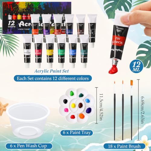 Cholemy 6 Set Paint and Sip Kit for Adults 8"x 10" Pre Drawn Canvas Painting with Wooden Easel Acrylic Paint Wash Cup Brushes Palette Apron for Painting DIY Adult's Date Party Supplies(Hawaii) - style: Hawaii