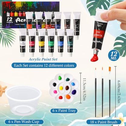 Cholemy 6 Set Paint and Sip Kit for Adults 8"x 10" Pre Drawn Canvas Painting with Wooden Easel Acrylic Paint Wash Cup Brushes Palette Apron for Painting DIY Adult's Date Party Supplies(Hawaii) - style: Hawaii