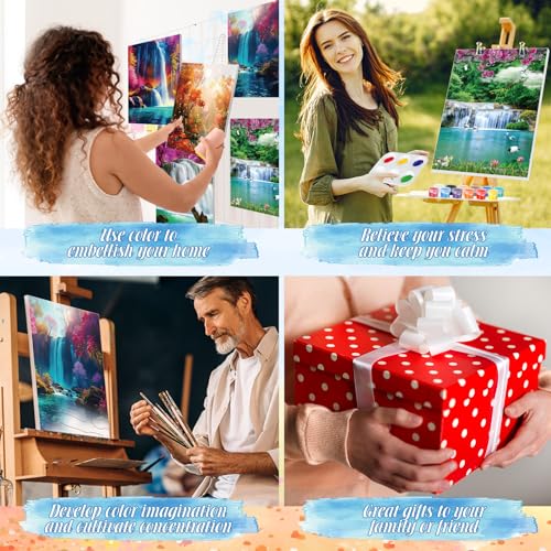 Zhanmai 72 Pcs 12 Sets Sip and Paint Kit Pre Drawn Canvas for Painting 8" x 10" Paint Party Canvas Painting Pre Printed Canvases for Party Favor DIY Virtual Adult's Date Night(Realistic Landscape) - style: Realistic Landscape