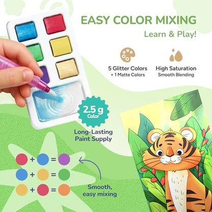 JoyCat 2 Pack Pocket Paint with Water Coloring Books for Kids, Art & Craft Activity Toy Set, Creative Travel & Home Painting Kit, Gifts for Girls & Boys Ages 3-8 (Magical Pony & Animals) - style: 2 Pack - Magical Pony & Animals