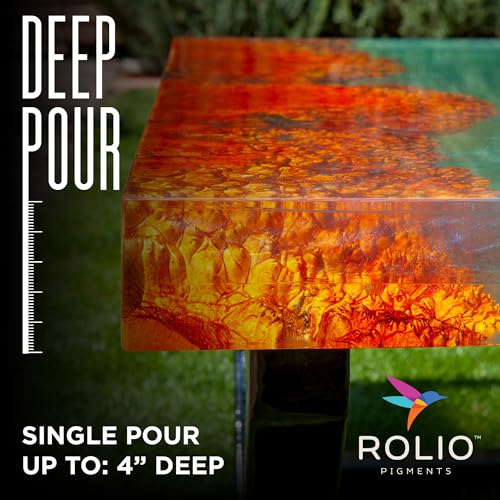 Rolio Deep Pour Epoxy Resin Crystal Clear 3 Gallons - Easy to Mix Self Leveling Kit 2:1 Ratio Fast Cure Ideal for River Table, Wood, Casting, Preservations, Jewelry, Art Crafts DIY Projects - size: 3 Gallon