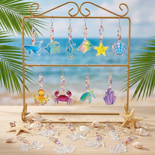 WinnerWhy 30 Sets Summer Ocean Beach Suncatchers Window Art DIY Kits Coastal Suncatcher Crafts Bulk Paint Your Own Window Hanging Ornaments for Home Party Activities Art Project - style: Ocean