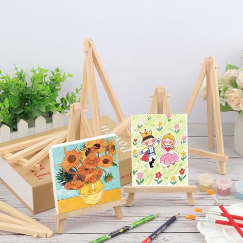 Yiksonyo 60 Pack 7 Inch Wooden Easel, Tabletop Wood Easels, Small Wooden Easel for Painting, Art, and Crafts - size: 60 Pack 7 Inch