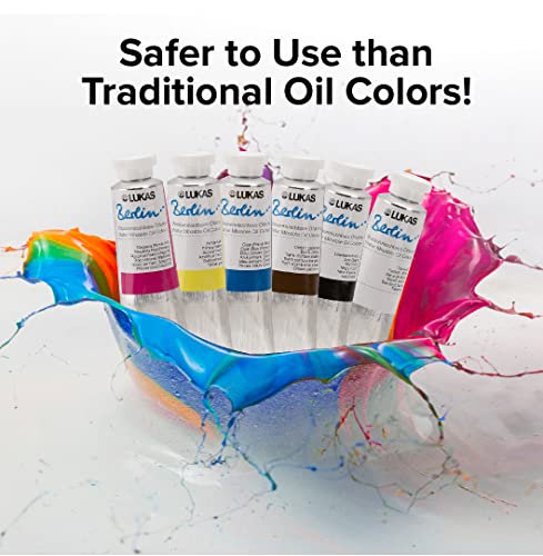Lukas Berlin Pro Artists Water Mixable Oil Paint 37 ml Tube Burnt Sienna, Water Soluble, Lightfast Pigments, Quick Drying, Easy Clean-Up, Eco-Friendly, Professional Quality, 40 Color Range - color: Burnt Sienna, size: 1.25 Fl Oz (Pack of 1)