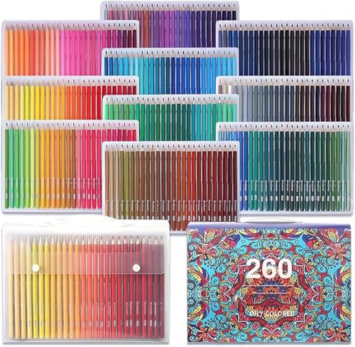 MATOTO 260 Color Professional Durable Brutfuner Oily Wood Colored Pencils Set for Oil Drawing, Sketch, and Art Supplies