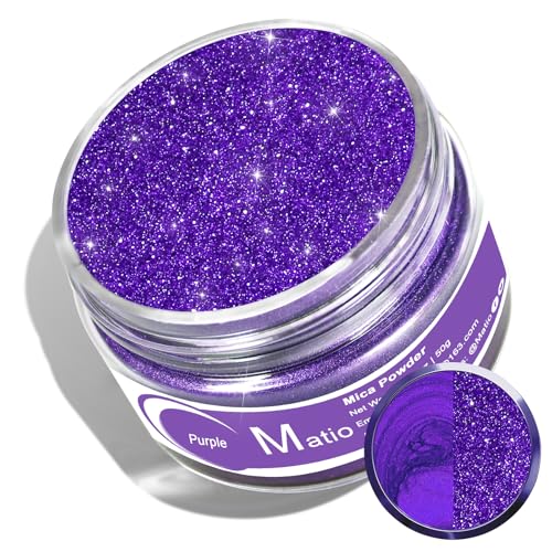Matio Purple Mica Powder for Epoxy Resin, 1.8oz/ 50g Pearlescent Effect Mica Powder Natural Color Pigment for Soap Making, Bath Bomb, Candle Dye, Resin Craft, Paint, Nails Art, Jewelry, Slime Pigment - color: Purple