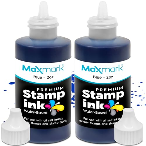 MaxMark Premium Refill Ink for self Inking Stamps and Stamp Pads, Blue Color - 2 oz. - Pack of 2 - color: Blue, size: Pack of 2 - 2 fl oz