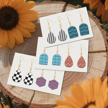 ORIGACH 7 Pcs Stripes Waves Polymer Clay Cutters Set Earring Clay Cutter DIY Craft Supplies for Earring and Jewelry Making - style: Stripes Waves