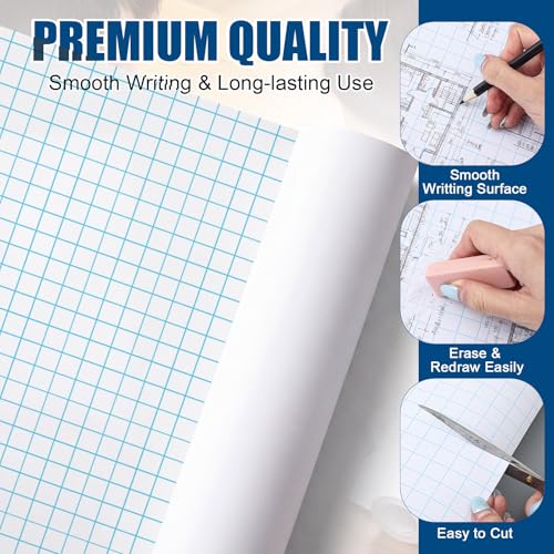 Jetec 1 Roll Large Grid Graph Paper Roll 1/2'' Grid 16.5 Inch x 98ft Math Graph Paper for Journaling Composition Planner Classroom Teaching Drafting Supplies Kids Students Gifts - color: 1/2'' Grid, size: 16.5 Inch X 98ft