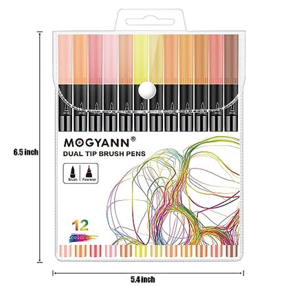 Skin Tone Markers, 12 Pack Dual Brush Pens for Art Drawing Sketching - color: Skin Tone