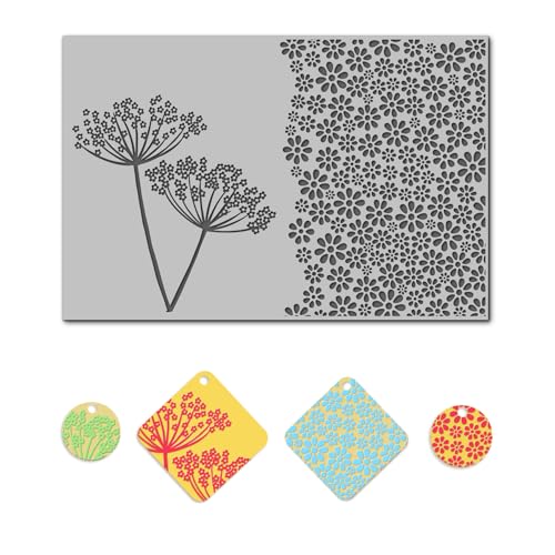 Flowers Polymer Clay Texture Mat for Earrings Jewelry Making, Dandelion Floral Clay Texture Sheets for Polymer Clay Projects Floral Stamps for Clay Earrings Tools