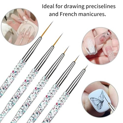 11Pcs Nail Art Brush Set, Acrylic Nail Brushes & Fine Detail Liner Brushes, Professional Nail Art Tools for Gel Polish, Acrylic Nails, French Manicure, Intricate Designs & Salon DIY Manicure - color: 11Pcs Art Brushes