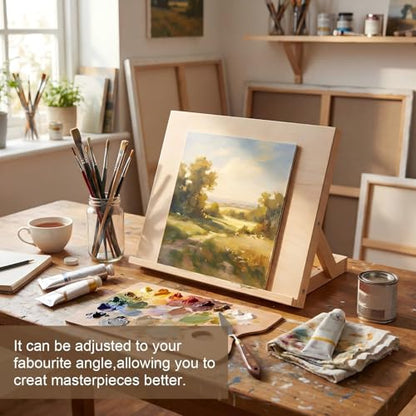 4 Pack Tabletop Wooden Easels for Painting, Adjustable Angle Art Desktop Easel Stand for Crafts, Painting Canvas, Drawing, Books and Artwork Display, 13 x 9 Inch